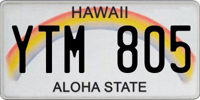 HI license plate YTM805