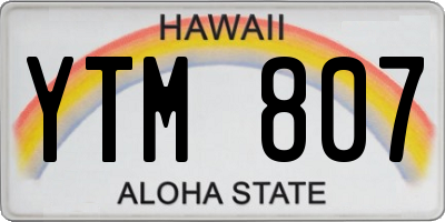 HI license plate YTM807