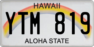HI license plate YTM819