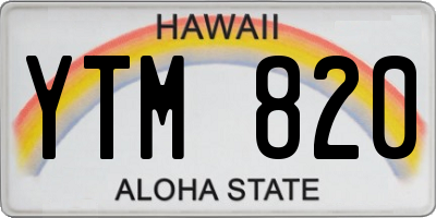 HI license plate YTM820
