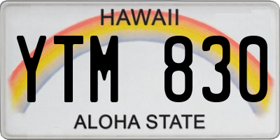 HI license plate YTM830