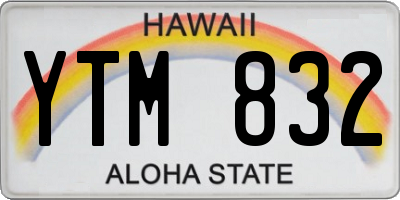 HI license plate YTM832