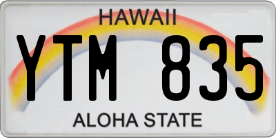 HI license plate YTM835