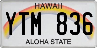 HI license plate YTM836