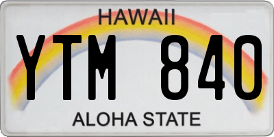 HI license plate YTM840