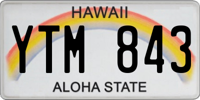 HI license plate YTM843