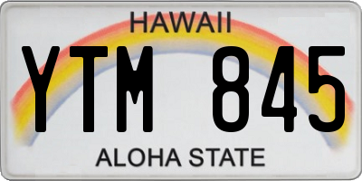 HI license plate YTM845