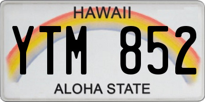 HI license plate YTM852