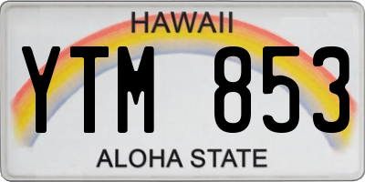 HI license plate YTM853
