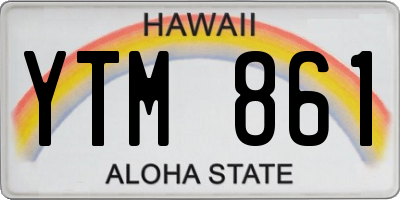 HI license plate YTM861