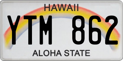 HI license plate YTM862