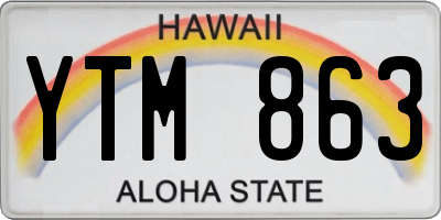 HI license plate YTM863