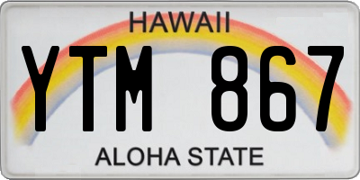 HI license plate YTM867