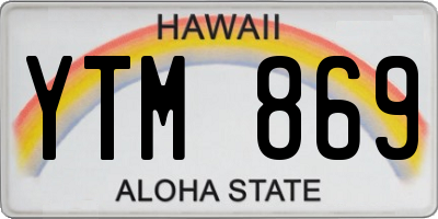 HI license plate YTM869