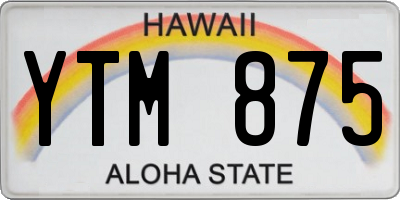 HI license plate YTM875
