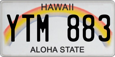 HI license plate YTM883