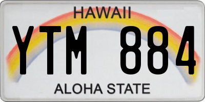 HI license plate YTM884