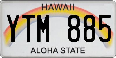 HI license plate YTM885