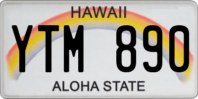 HI license plate YTM890