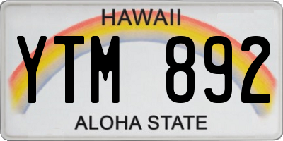HI license plate YTM892