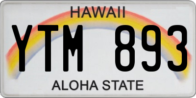 HI license plate YTM893