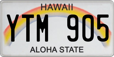 HI license plate YTM905