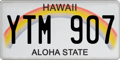 HI license plate YTM907