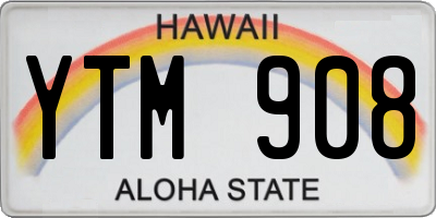 HI license plate YTM908