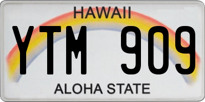 HI license plate YTM909
