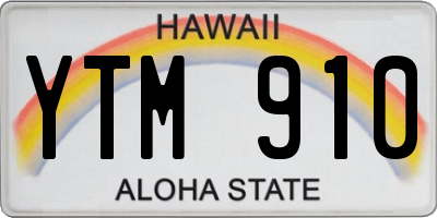 HI license plate YTM910