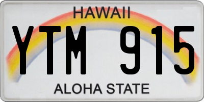 HI license plate YTM915