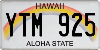 HI license plate YTM925