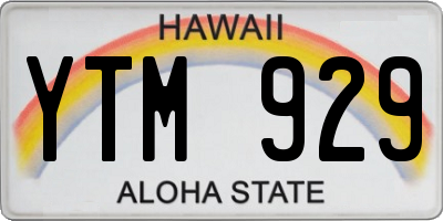HI license plate YTM929