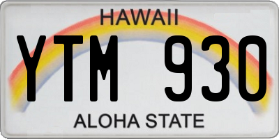 HI license plate YTM930