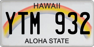 HI license plate YTM932