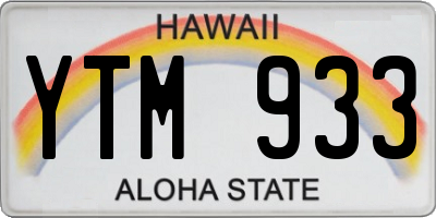 HI license plate YTM933