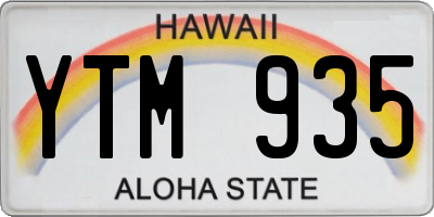 HI license plate YTM935
