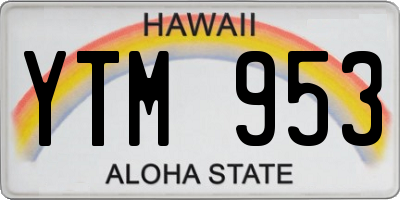 HI license plate YTM953