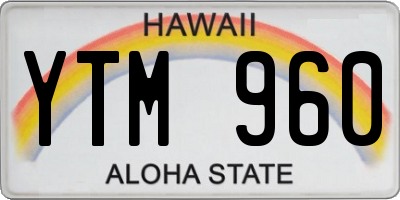HI license plate YTM960