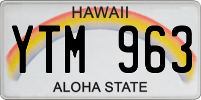 HI license plate YTM963