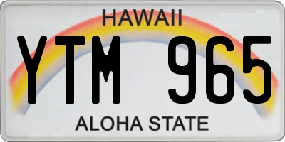 HI license plate YTM965