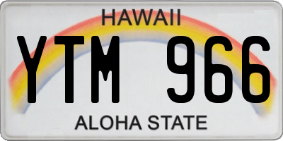 HI license plate YTM966