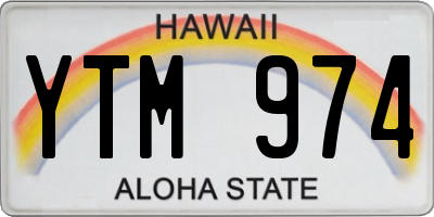 HI license plate YTM974