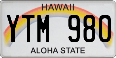 HI license plate YTM980