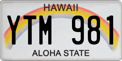 HI license plate YTM981