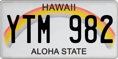 HI license plate YTM982