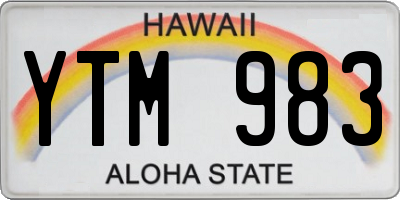 HI license plate YTM983