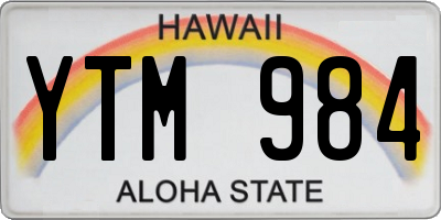 HI license plate YTM984