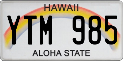 HI license plate YTM985
