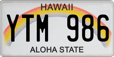 HI license plate YTM986